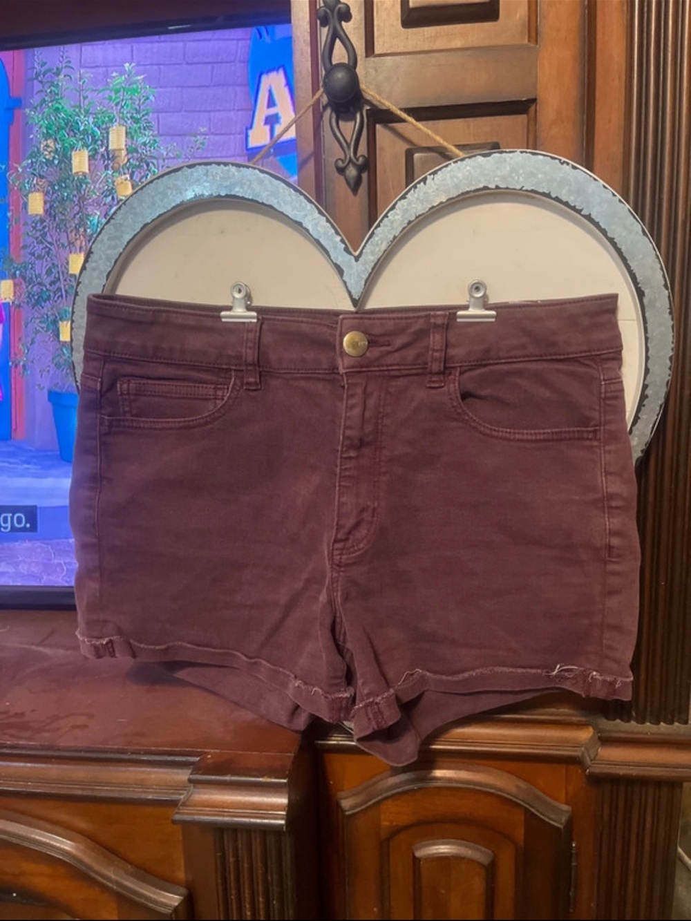 American Eagle Outfitters Burgundy High-Rise Shorts